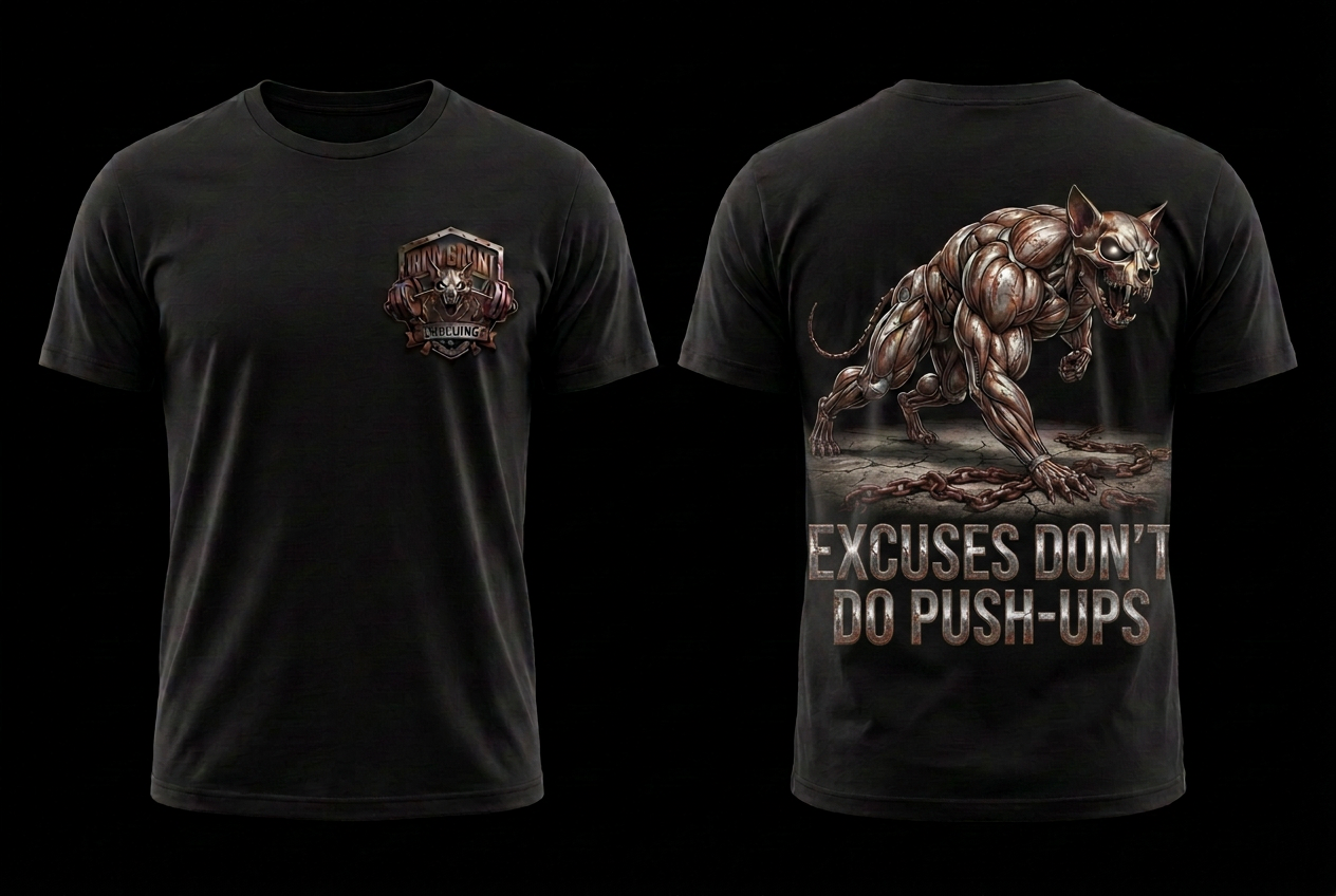 EXCUSES DON'T DO PUSH-UPS — Black tee
