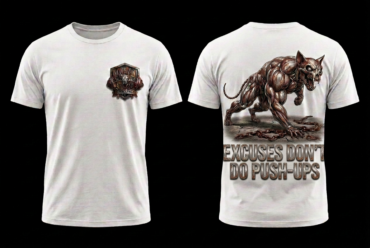 EXCUSES DON'T DO PUSH-UPS — White tee